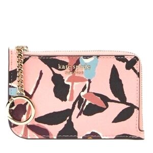 Kate Spade Cameron Paper Rose Card holder Wallet with Key Ring